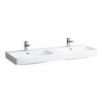Dvigubas praustuvas Laufen PRO S 1300x465x95 mm, baldinis, su 1x2 anga maišytuvui viduryje, spalva - balta LCC (LAUFEN Clean Coat) 